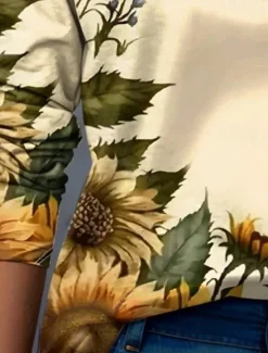 Hot Women's T Shirt Floral Modern Long Sleeve V Neck T Shirt Collar Regular Tops Work Print Black Pink Blue Green Beige Summer Spring Fall Women Spring Tops