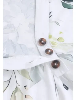 Online Women's T Shirt Floral Ruffle V-Neck Short Sleeve Botanical Print Casual Top Lightweight Breathable Summer Fashion Regular Fit Multi-Size Women Spring Tops