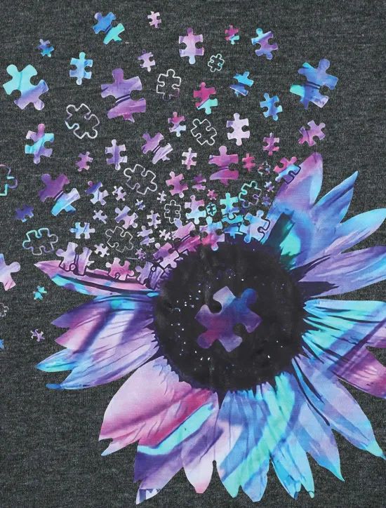 Online Women's T Shirt Floral Sunflower Casual Short Sleeve Crew Neck Regular Tops Daily Print Summer Women T-Shirts