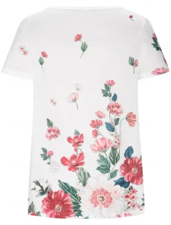 Women's T Shirt Flowers Stylish Basic Casual Short Sleeve Butterfly Sleeve V Neck Regular Tops Daily Sports Going out Print Black White Green Gray Summer Spring Women Women's Tops