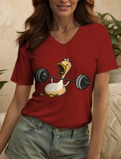 Women's T Shirt Graphic Animal Vintage Stylish Classic Short Sleeve V Neck Regular Tops Daily Print Black White Red Blue Purple Summer Spring Women T-Shirts