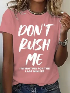 New Women's T Shirt Graphic Letter Stylish Casual Short Sleeve Crew Neck Regular Tops Daily Weekend Print Black White Pink Blue Summer Women T-Shirts