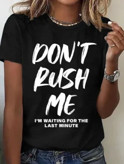New Women's T Shirt Graphic Letter Stylish Casual Short Sleeve Crew Neck Regular Tops Daily Weekend Print Black White Pink Blue Summer Women T-Shirts