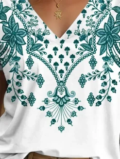 Sale Women's T Shirt Graphic Tribal Vintage Stylish Casual Short Sleeve V Neck Regular Tops Daily Print Summer Spring Women Boho Tops|T-Shirts