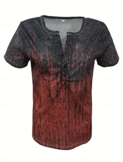 New Women's T Shirt Henley Shirt Graphic Paisley Vintage Basic Short Sleeve V Neck Regular Tops Daily Weekend Print Black Red Blue Women Boho Tops