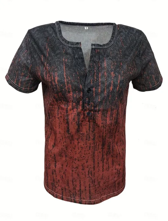 New Women's T Shirt Henley Shirt Graphic Paisley Vintage Basic Short Sleeve V Neck Regular Tops Daily Weekend Print Black Red Blue Women Boho Tops