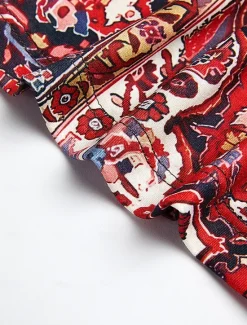 Clearance Women's T Shirt Henley Shirt Floral Vintage Ethnic Daily Basic 3/4 Length Sleeve V Neck Regular Tops Holiday Weekend Buttons Print Red Purple Green Khaki Gray Fall & Winter Women Boho Tops