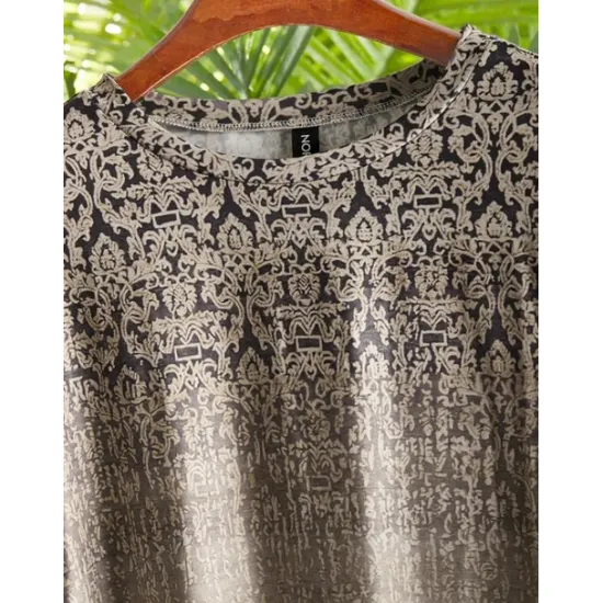 Discount Women's T shirt Long Sleeve Crew Neck Long Sleeve Tunic Streetwear Casual Print Regular Tops Round Neck Daily Weekend Blue Purple Green Khaki Spring Fall Prefall Women Boho Tops