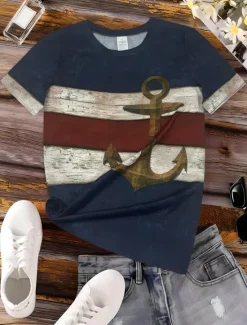 New Women's T Shirt Ocean Tropical Hawaiian Casual Short Sleeve Round Neck Regular Tops Daily Sports Going out Print Summer Women Women's Tops