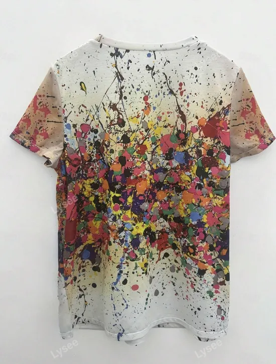 Women's T Shirt Ombre Casual Short Sleeve Round Neck Regular Tops Daily Print Purple Beige Summer Women T-Shirts