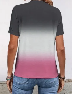 Sale Women's T Shirt Ombre Stylish Short Sleeve Crew Neck Regular Tops Daily Summer Women T-Shirts