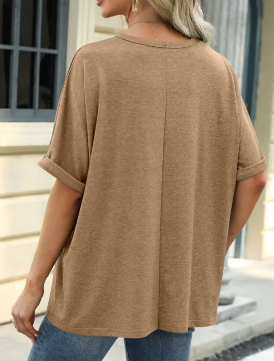 Online Women's T Shirt Plain Basic Casual Short Sleeve Crew Neck Regular Tops Daily Weekend Green Khaki Summer Spring Women T-Shirts