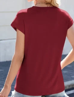 Outlet Women's T Shirt Plain Basic Casual Short Sleeve Crew Neck Regular Tops Daily Weekend White Pink Wine Purple Summer Spring Women T-Shirts