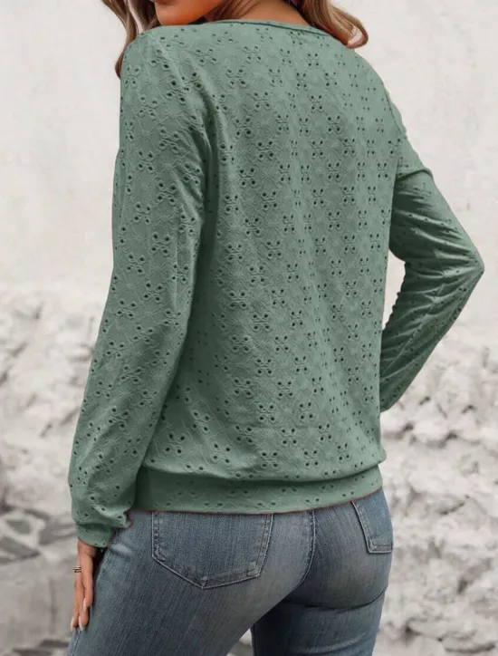 Best Women's T Shirt Plain Fashion Modern Casual Long Sleeve Crew Neck Regular Tops Daily Weekend White Red Green Fall Winter Women Lace Tops