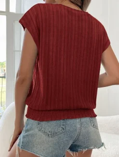 Sale Women's T Shirt Plain Fashion Modern Casual Short Sleeve Batwing Sleeve Crew Neck Regular Tops Daily Weekend Wine Army Green Sky Blue Summer Spring Women T-Shirts
