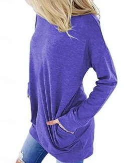 Women's T Shirt Plain Stylish Classic Modern Short Sleeve Crew Neck Regular Tops Daily Weekend Pocket Red Blue Purple Gray Summer Spring Fall Women T-Shirts