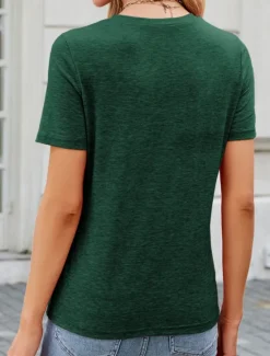 Discount Women's T Shirt Solid Color Fashion Classic Modern Short Sleeve Crew Neck Regular Tops Daily Weekend White Pink Green Khaki Summer Women T-Shirts