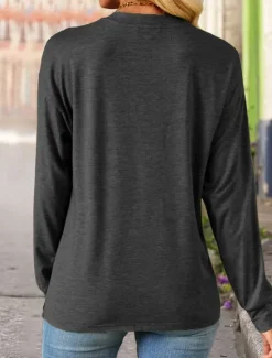 Online Women's T Shirt Sunflower Casual Long Sleeve Crew Neck Regular Tops Daily Print Spring Fall Women T-Shirts