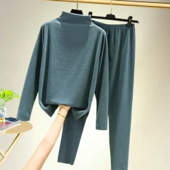 Outlet Women's T shirt Tee Undershirt Pants Sets Bottoming Shirt Casual Daily Basic Long Sleeve Crew Neck Turtleneck Black Fall & Winter Home Outfits Women Pajama-Setter