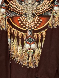 Hot Women's T Shirt Vintage Ethnic Print Long Sleeve Regular Tops Crew Neck Vacation Spring Fall Women Boho Tops