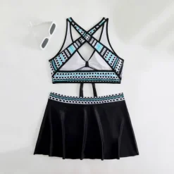 Discount Women's Tankini Two Piece Swimsuit Backless Swimwear Patchwork Swimwear Black Yellow Breathable Quick Dry Lightweight Sleeveless - Swimming Surfing Beach Summer Spring Women Bikinis