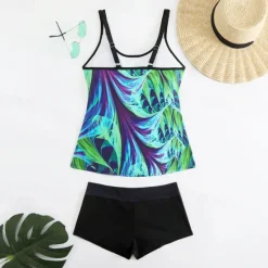 Best Women's Tankini Two Piece Swimsuit Racerback Swimwear Swimwear Sky Blue Purple Breathable Quick Dry Lightweight Sleeveless - Swimming Surfing Beach Summer Spring Women Tankinis