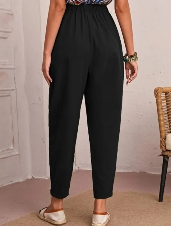 New Women's Tapered pants Chinos Fashion Streetwear Basic Ankle-Length Medium Waist Plain Pocket Elastic Waist Comfort Outdoor Micro-elastic Vacation Street Daily Navy Black Khaki Army Green Summer Spring Women Pants