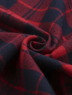 New Women's Tartan Dress Swing Dress Plaid Dress Vintage Dress Red Long Sleeve Plaid Lace up Winter Fall Shirt Collar Mature Winter Dress Fall Dress 2022 S M L XL XXL Women Work Dresses