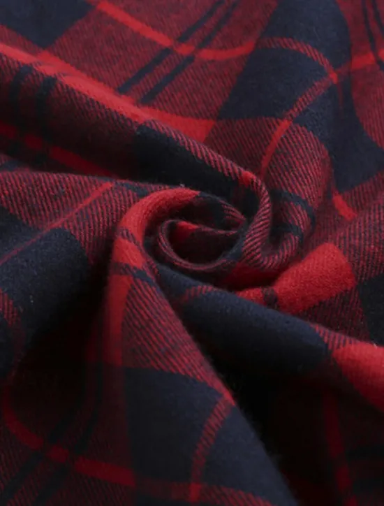 New Women's Tartan Dress Swing Dress Plaid Dress Vintage Dress Red Long Sleeve Plaid Lace up Winter Fall Shirt Collar Mature Winter Dress Fall Dress 2022 S M L XL XXL Women Work Dresses