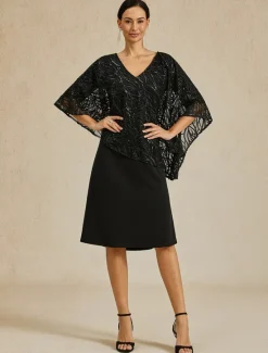 Clearance Women's Tea Length Chiffon Dress Elegant Party Solid Color Half Sleeve V Neck Summer Spring Women Cocktail Dress