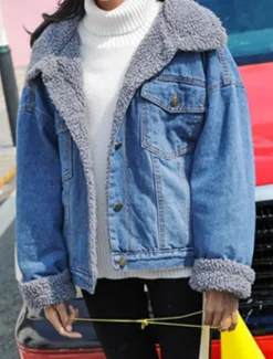 Hot Women's Teddy Coat Hoodie Jacket Denim Jacket Warm Breathable Pocket Fleece Lined Casual Plain Vacation Street Daily Wear Going out Single Breasted Regular Turndown Regular Fit Long Sleeve Outerwear Women Puffers & Parka|Jackets