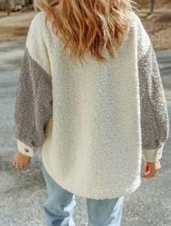 Clearance Women's Teddy Coat Hoodie Jacket Warm Breathable Pocket Fleece Lined Casual Plain Vacation Street Daily Wear Going out Single Breasted Regular Turndown Regular Fit Long Sleeve Outerwear Pink Brown Women Coats & Trench Coats