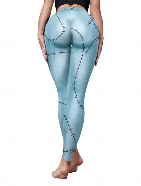 Discount Women's Tights Leggings Anti Chafing Shorts Punk Casual Full Length High WaistPantsHalloween Graphic Printing High Cut Comfort Breathable High Elasticity Daily Holiday Festival Black Royal Blue Blue Women Leggings