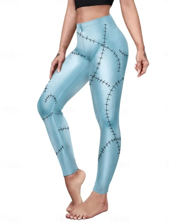 Discount Women's Tights Leggings Anti Chafing Shorts Punk Casual Full Length High WaistPantsHalloween Graphic Printing High Cut Comfort Breathable High Elasticity Daily Holiday Festival Black Royal Blue Blue Women Leggings