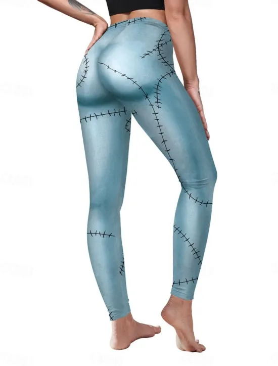 Discount Women's Tights Leggings Anti Chafing Shorts Punk Casual Full Length High WaistPantsHalloween Graphic Printing High Cut Comfort Breathable High Elasticity Daily Holiday Festival Black Royal Blue Blue Women Leggings
