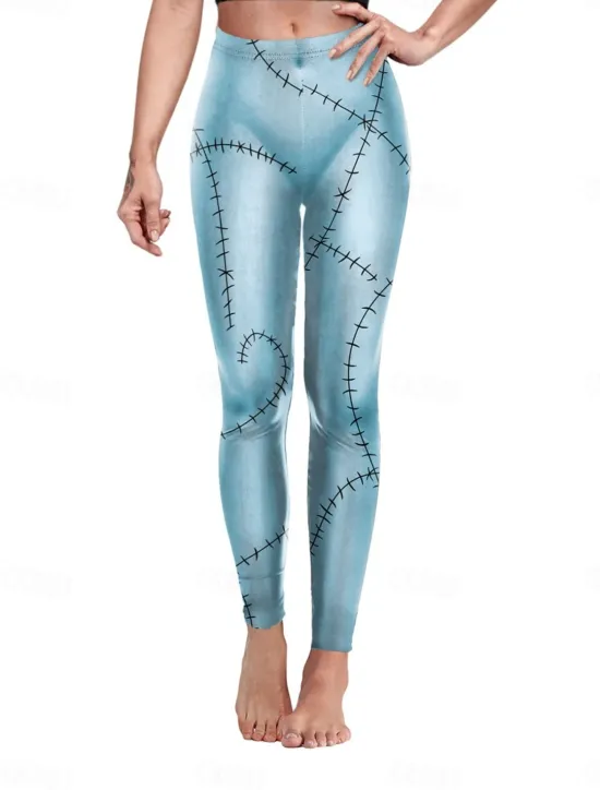 Discount Women's Tights Leggings Anti Chafing Shorts Punk Casual Full Length High WaistPantsHalloween Graphic Printing High Cut Comfort Breathable High Elasticity Daily Holiday Festival Black Royal Blue Blue Women Leggings
