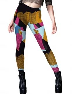 Discount Women's Tights Leggings Anti Chafing Shorts Punk Casual Full Length High WaistPantsHalloween Graphic Printing High Cut Comfort Breathable High Elasticity Daily Holiday Festival Black Royal Blue Blue Women Leggings