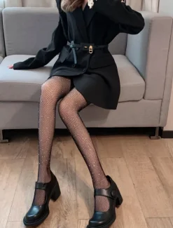Sale Women's Tights Pantyhose Stockings Summer Tights Sunscreen Leg Shaping High Elasticity Rhinestone Sexy Casual Daily Black color White One-Size Women Tights
