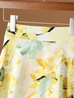 Clearance Women's Tights Skirt Fashion Casual Maxi High Waist Skirts Floral Print Vacation Date Yellow Pink Blue Summer Chiffon Women Skirts