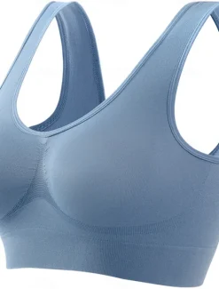 Outlet Women's Top Pure Color Sport Basic Home Gyms Nylon Breathable V Wire Sleeveless Bra Chest pads Summer Spring Home Outfits Women Lingerie