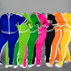 Women's Tracksuit Sweatsuit 2 Piece Athletic Winter Long Sleeve Thermal Warm Breathable Soft Fitness Running Jogging Sportswear Activewear Striped Black Yellow Light Green Women Two Piece Sets