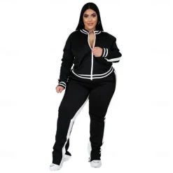 Women's Tracksuit Sweatsuit 2 Piece Athletic Winter Long Sleeve Thermal Warm Breathable Soft Fitness Running Jogging Sportswear Activewear Striped Black Yellow Light Green Women Two Piece Sets