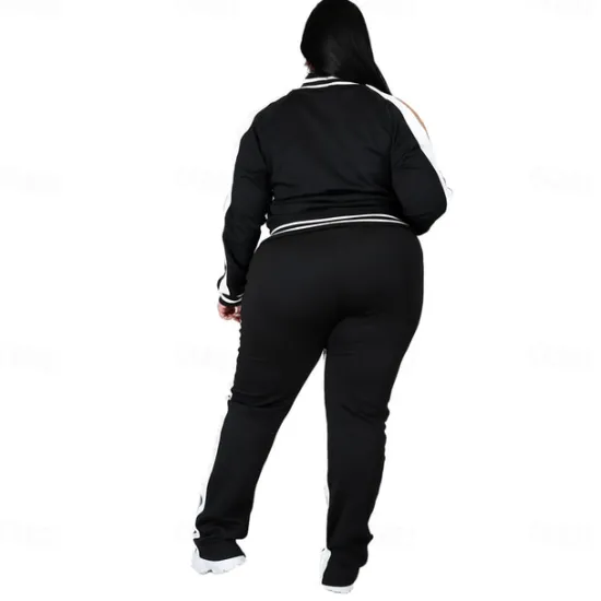 Women's Tracksuit Sweatsuit 2 Piece Athletic Winter Long Sleeve Thermal Warm Breathable Soft Fitness Running Jogging Sportswear Activewear Striped Black Yellow Light Green Women Two Piece Sets