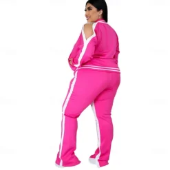 Women's Tracksuit Sweatsuit 2 Piece Athletic Winter Long Sleeve Thermal Warm Breathable Soft Fitness Running Jogging Sportswear Activewear Striped Black Yellow Light Green Women Two Piece Sets