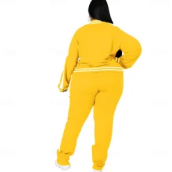Women's Tracksuit Sweatsuit 2 Piece Athletic Winter Long Sleeve Thermal Warm Breathable Soft Fitness Running Jogging Sportswear Activewear Striped Black Yellow Light Green Women Two Piece Sets