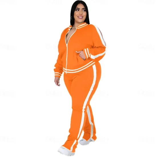Women's Tracksuit Sweatsuit 2 Piece Athletic Winter Long Sleeve Thermal Warm Breathable Soft Fitness Running Jogging Sportswear Activewear Striped Black Yellow Light Green Women Two Piece Sets