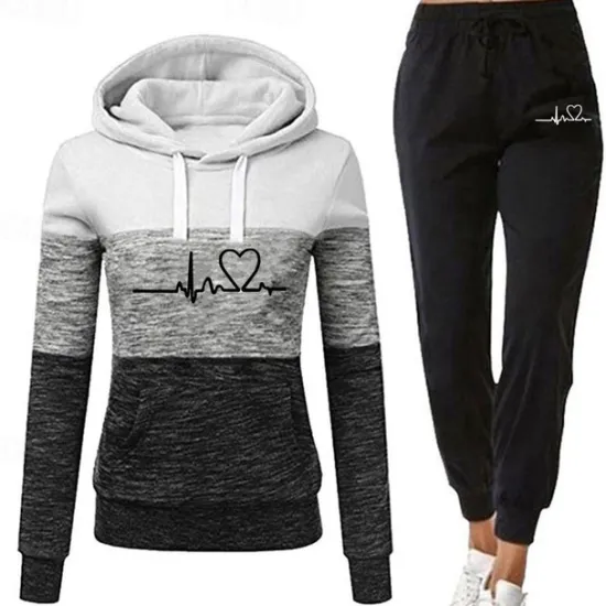 Best Women's Tracksuit Sweatsuit 2 Piece Casual Winter Long Sleeve Breathable Quick Dry Moisture Wicking Gym Workout Running Jogging Sportswear Activewear Color Block Violet Black White Women Two Piece Sets