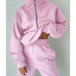 Best Women's Tracksuit Sweatsuit 2 Pieces Half Zip Fleece Pullover Warm Breathable Soft Sportswear Activewear Rosy Pink Light Green Blue Long Sleeve Athleisure Casual Women Two Piece Sets