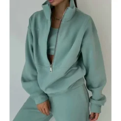 Best Women's Tracksuit Sweatsuit 2 Pieces Half Zip Fleece Pullover Warm Breathable Soft Sportswear Activewear Rosy Pink Light Green Blue Long Sleeve Athleisure Casual Women Two Piece Sets