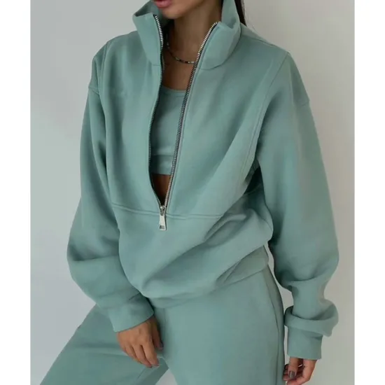 Best Women's Tracksuit Sweatsuit 2 Pieces Half Zip Fleece Pullover Warm Breathable Soft Sportswear Activewear Rosy Pink Light Green Blue Long Sleeve Athleisure Casual Women Two Piece Sets